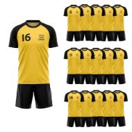 Picture of Lot of 15 Unisex Soccer Apparel (Jersey and Shorts) Custom Made for You in Any Ten Sizes with Numbers and Logo. Style 218
