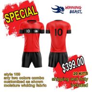 Picture of Lot of 20 Soccer Apparel (Jersey and Shorts) Custom Made for You with Numbers and Logo on Jersey. Style 109. Special