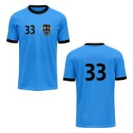 Picture of Custom Made Soccer Game Uniform Jersey with Team Logo and Player Numbers. Style 100J.