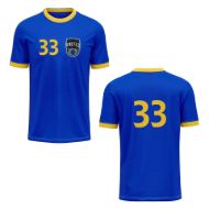 Picture of Custom Made Soccer Game Uniform Jersey with Team Logo and Player Numbers. Style 100J.