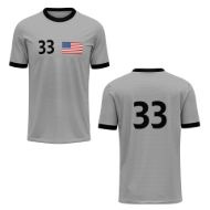Picture of Custom Made Soccer Game Uniform Jersey with Team Logo and Player Numbers. Style 100J.
