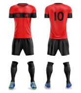 Picture of Custom Made Soccer Game Uniform Kits with Team Logo and Player Numbers. Style 109C.